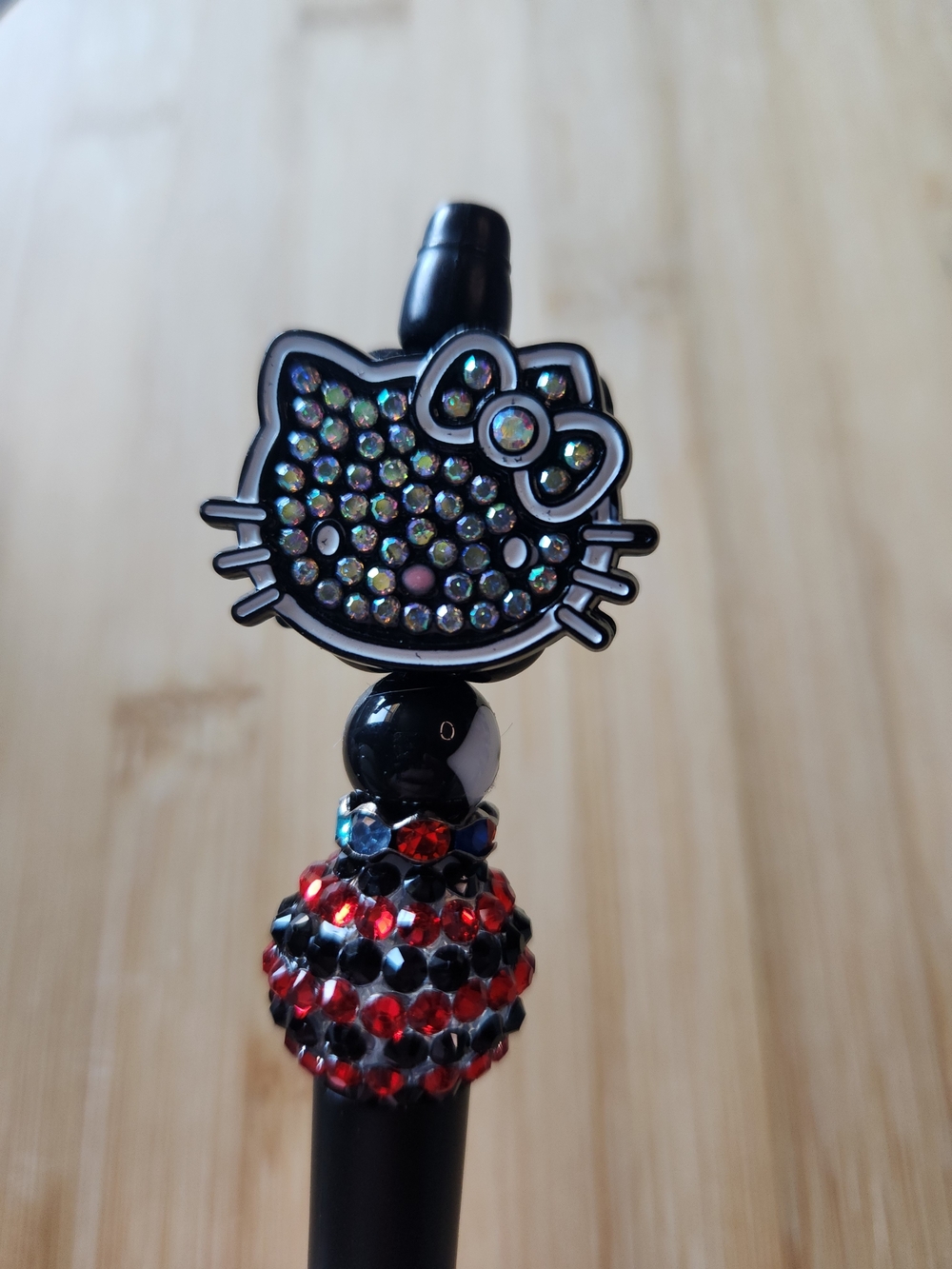 Hello Kitty Black Pen with Red & Iridescent Rhinestones
